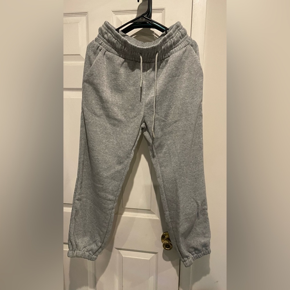 High waist grey sweat pants